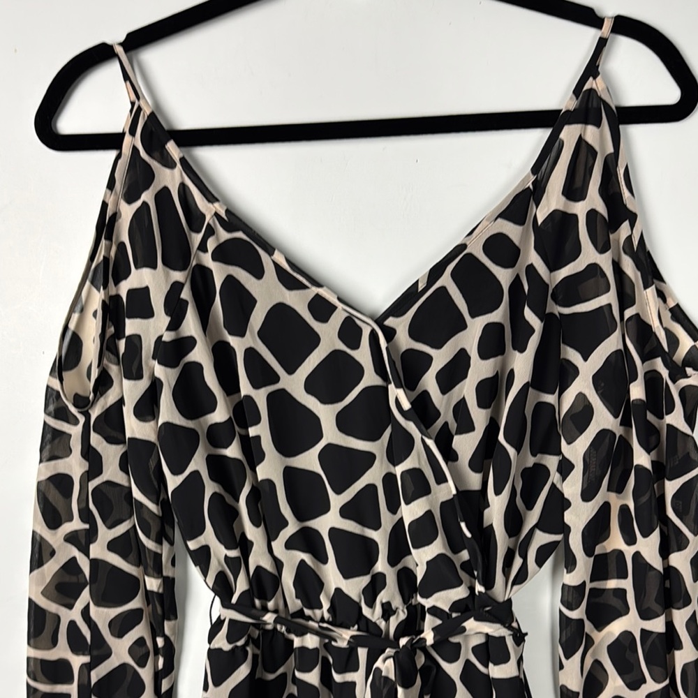 Bar III Animal Print Peek a Boo Sleeve Maxi NWT SZ S self tie Party Cocktails - Picture 4 of 12